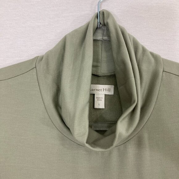 Garnet Hill Sage Green Turtle Neck Sleeveless Stretch Knit Side Slit Tunic Large - Picture 8 of 10